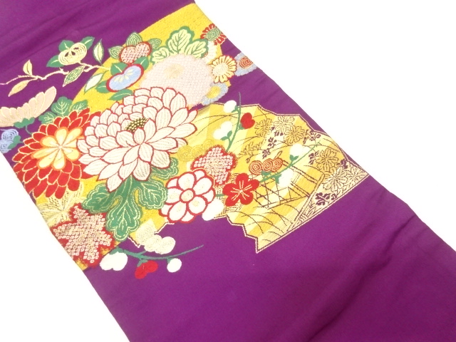 JAPANESEKIMONO / ANTIQUE CHRYSANTHEMUM PATTERN WOVEN NAGOYA OBI (WEARA